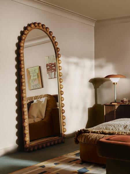  Soho Home Emilia Bobbin Floor Mirror, Mid Tone Ash 