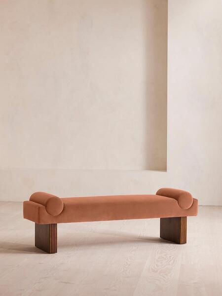  Soho Home Esther Bench, Velvet, Antique Rose 
