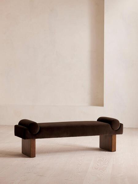  Soho Home Esther Bench Velvet, Chocolate 
