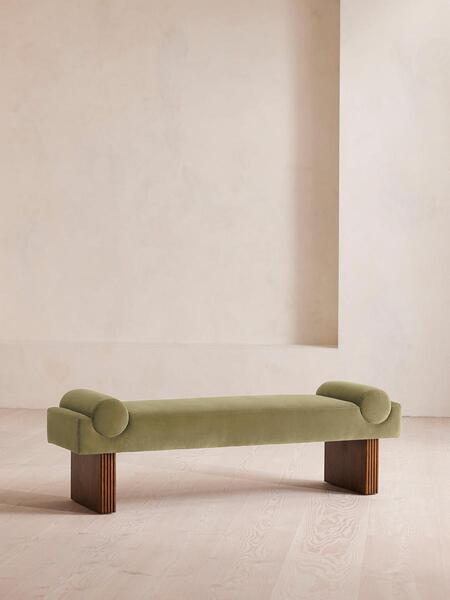  Soho Home Esther Bench, Velvet, Lichen 