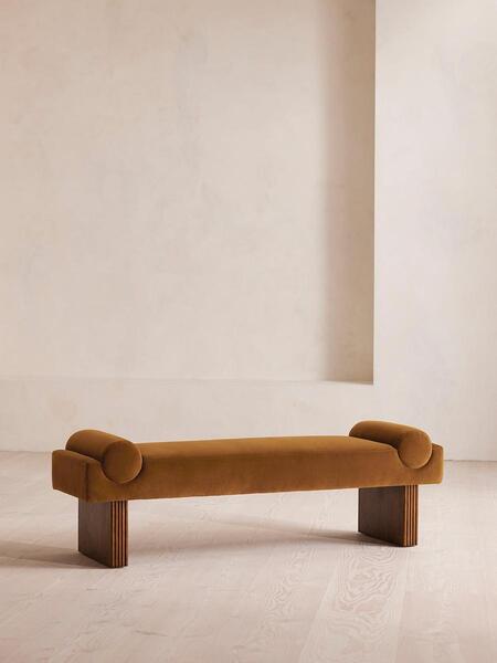  Soho Home Esther Bench, Velvet, Mustard 