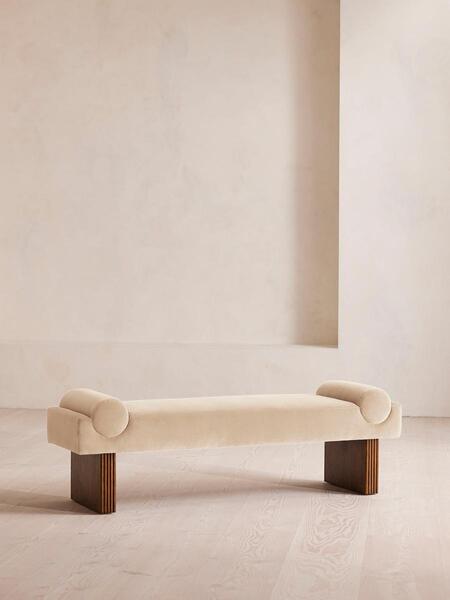  Soho Home Esther Bench, Velvet, Porcelain 