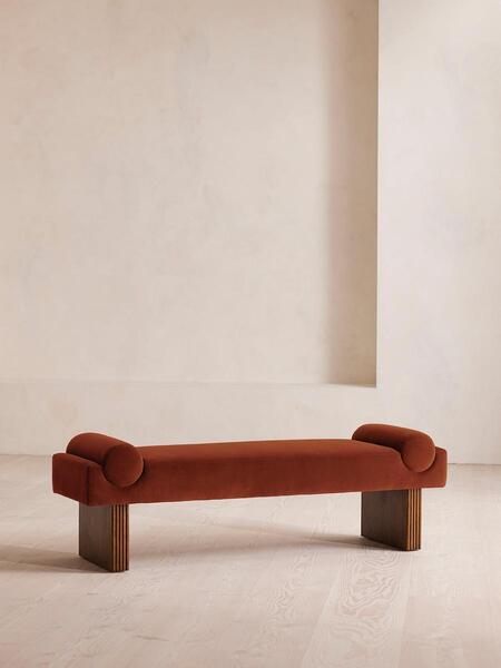  Soho Home Esther Bench, Velvet, Rust 