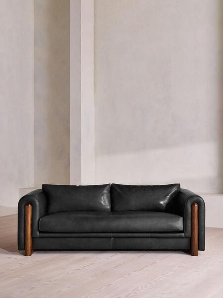  Soho Home Farrell Three Seater Sofa, Leather, Black, Uk 