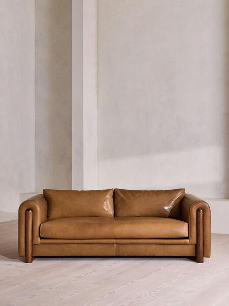  Soho Home Farrell Three Seater Sofa, Leather, Chestnut, Uk 