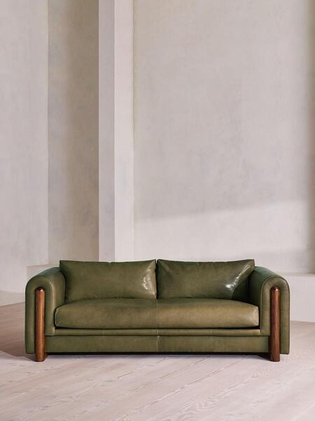  Soho Home Farrell Three Seater Sofa, Leather, Moss, Uk 