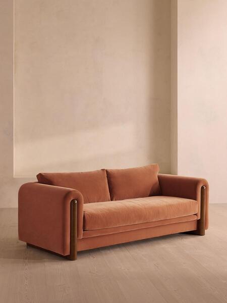  Soho Home Farrell Three Seater Sofa, Velvet, Antique Rose 