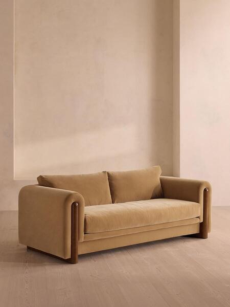  Soho Home Farrell Three Seater Sofa, Velvet, Camel 