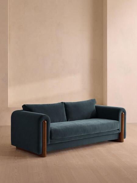  Soho Home Farrell Three Seater Sofa, Velvet, Grey Blue 