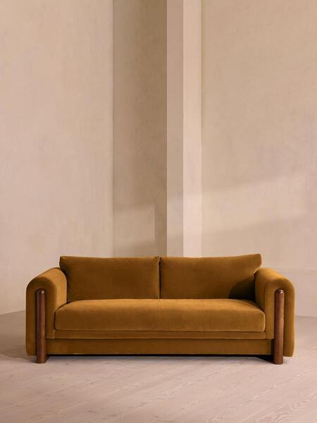  Soho Home Farrell Three Seater Sofa, Velvet, Mustard 