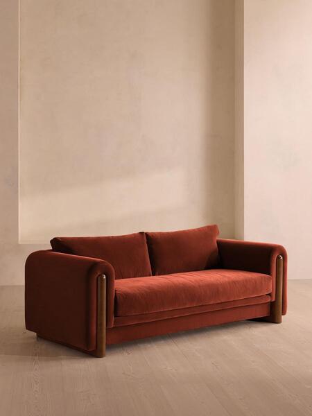  Soho Home Farrell Three Seater Sofa, Velvet, Rust 