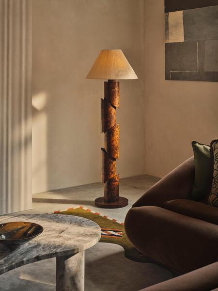 Soho Home Franco Floor Lamp, Abstract Burl, Uk 