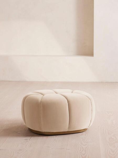  Soho Home Garret Footstool, Velvet, Porcelain 