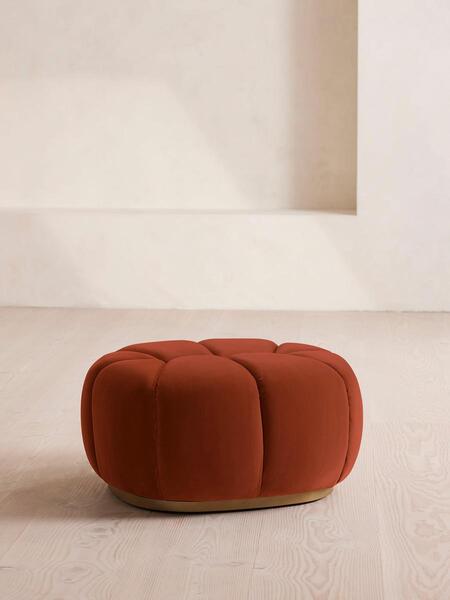  Soho Home Garret Footstool, Velvet, Rust 