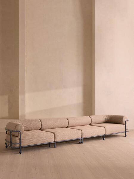  Soho Home Gaspard 5 Seater Outdoor Sofa, Pierre Frey, Cassis 