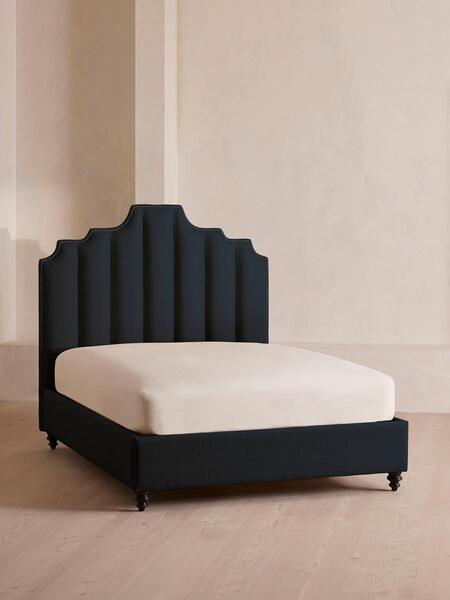  Soho Home Gerrard Bed, Double, Linen, Indigo 