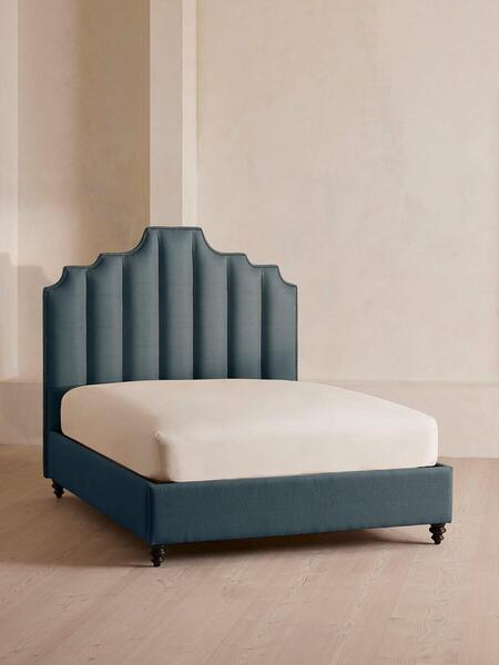  Soho Home Gerrard Bed, Double, Linen, Prussian Blue 