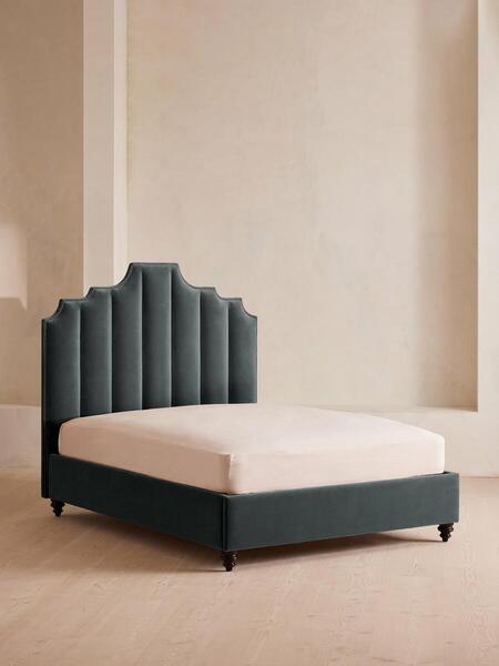  Soho Home Gerrard Bed, King, Velvet, Grey Blue 