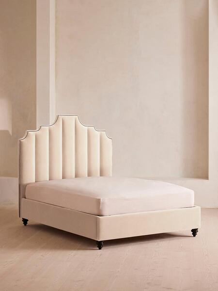  Soho Home Gerrard Bed, King, Velvet, Porcelain 