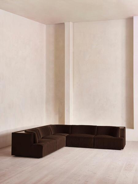  Soho Home Hamish Modular Sofa, Corner Sofa, Velvet, Chocolate 