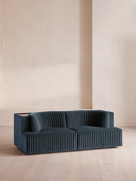  Soho Home Hamish Modular Sofa, Three Seater, Velvet, Grey Blue 