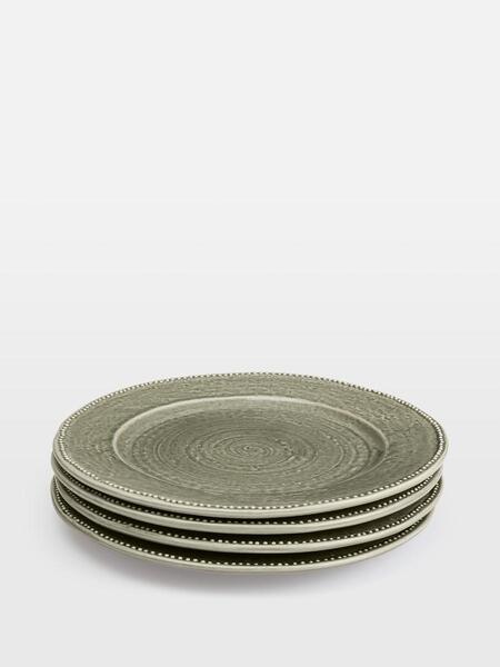  Soho Home Hillcrest Dinner Plate, Green, Set Of Four 