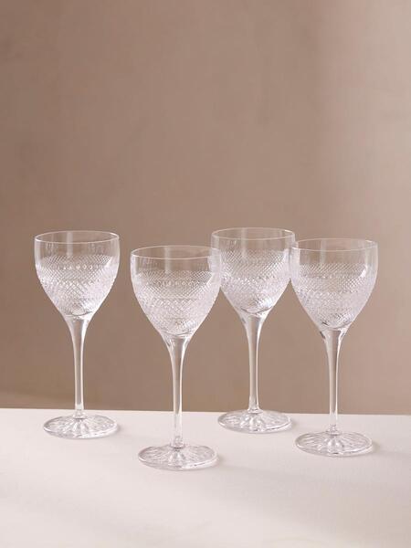  Soho Home Huxley Cut Crystal Red Wine Glass, Set Of Four 