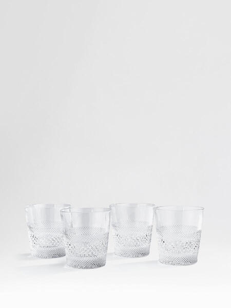  Soho Home Huxley Cut Crystal Rocks Glass, Set Of Four 