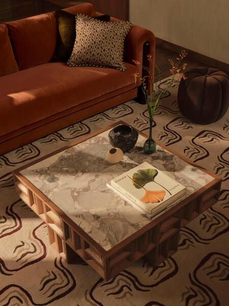  Soho Home Ivy Coffee Table, Italian Ocean Grey Marble 