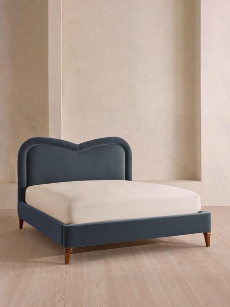  Soho Home Keira Bed, Super King, Velvet, Grey Blue, Uk 