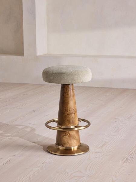  Soho Home Killian Barstool, Linen Chenille, Stone, Uk 