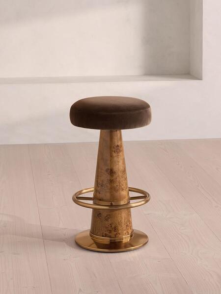  Soho Home Killian Barstool, Velvet, Chocolate, Uk 