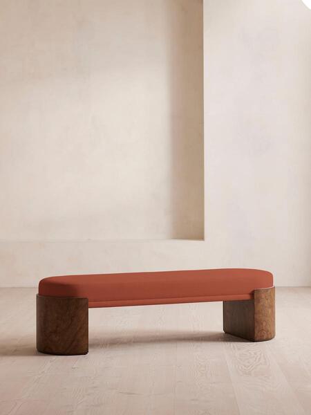  Soho Home Lukas Bench, Linen, Antique Rose 