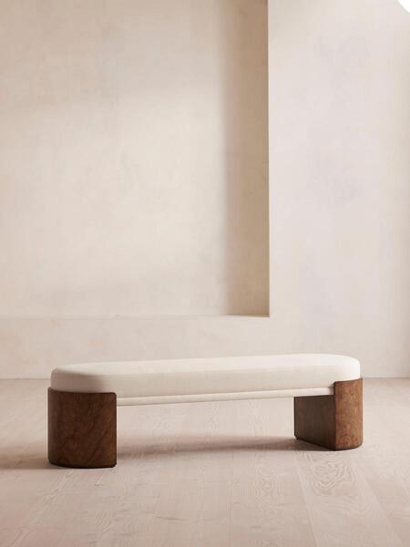  Soho Home Lukas Bench, Linen, Bisque 