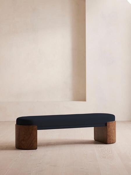  Soho Home Lukas Bench, Linen, Indigo 