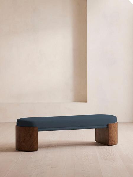  Soho Home Lukas Bench, Linen, Prussian Blue 
