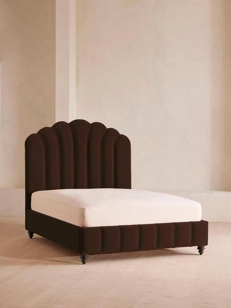  Soho Home Manette Bed, Double, Velvet, Chocolate 