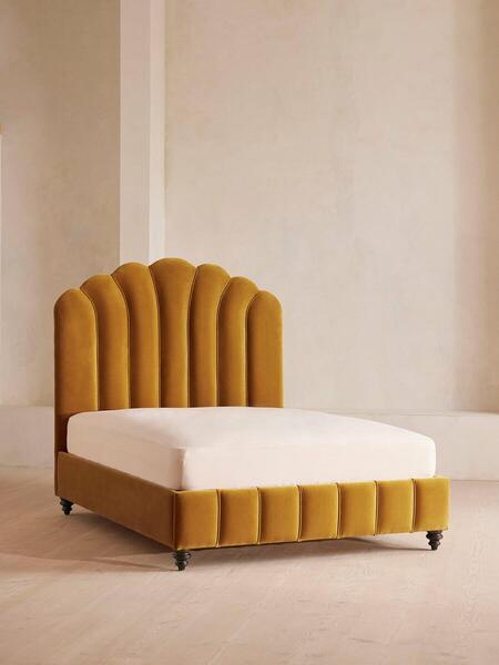  Soho Home Manette Bed, Double, Velvet, Mustard 