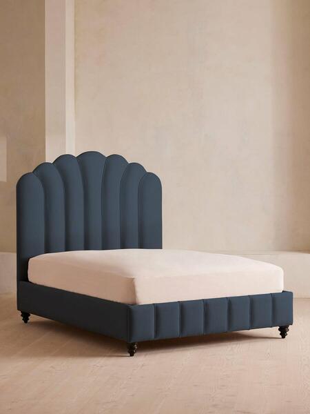  Soho Home Manette Bed, Emperor, Linen, Prussian Blue 