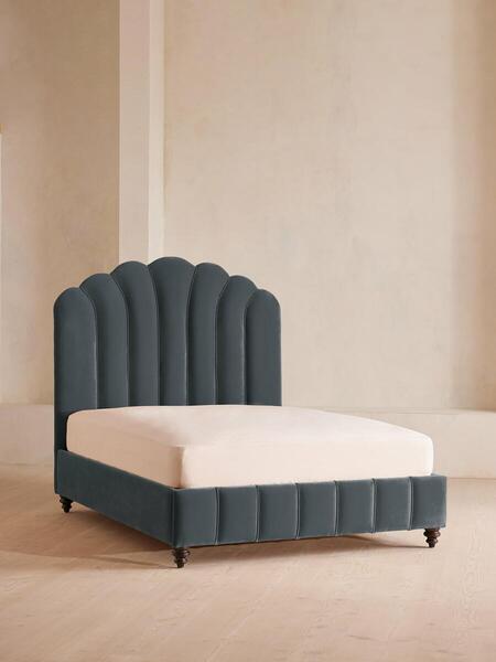  Soho Home Manette Bed, Emperor, Velvet, Grey Blue 