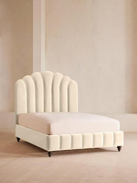  Soho Home Manette Bed, Emperor, Velvet, Porcelain 