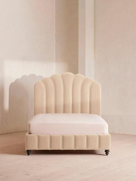  Soho Home Manette Bed, King, Velvet, Porcelain 