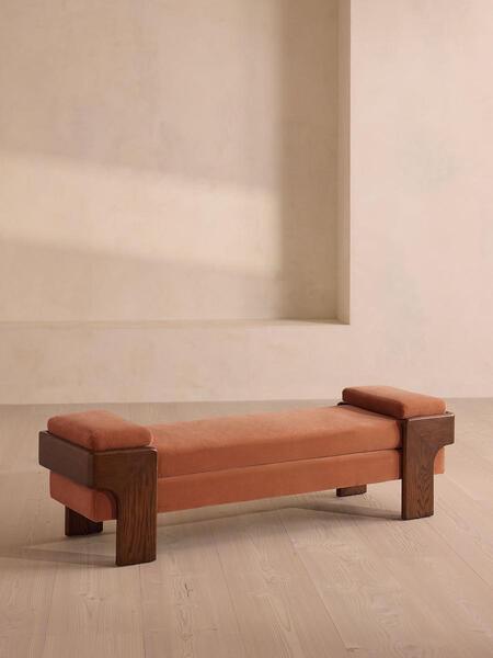  Soho Home Marcia Bench, Antique Rose Velvet 