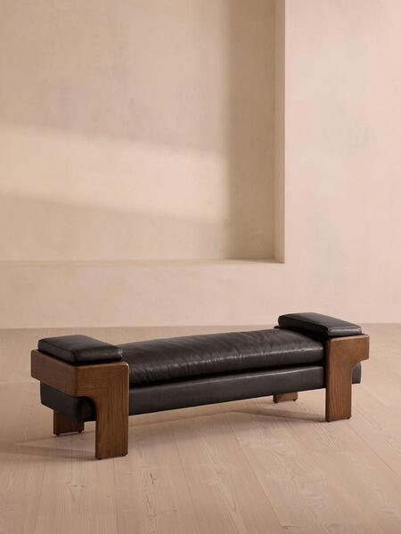  Soho Home Marcia Bench, Leather, Black 