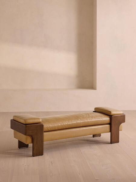  Soho Home Marcia Bench, Leather, Honey 