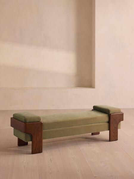  Soho Home Marcia Bench, Lichen Velvet 