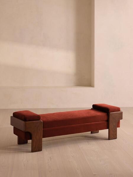  Soho Home Marcia Bench, Rust Velvet 