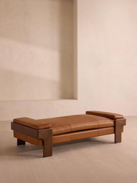  Soho Home Marcia Daybed, Leather, Chestnut 