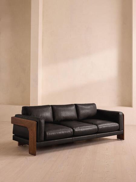  Soho Home Marcia Three Seater Sofa, Leather, Black 