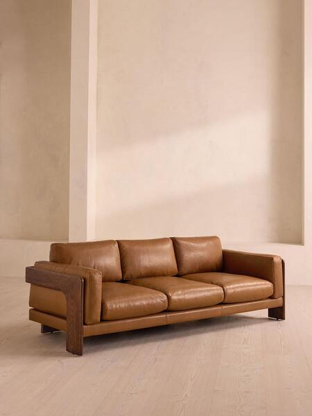  Soho Home Marcia Three Seater Sofa, Leather, Chestnut 
